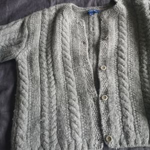 J Crew 100% wool grey cardigan